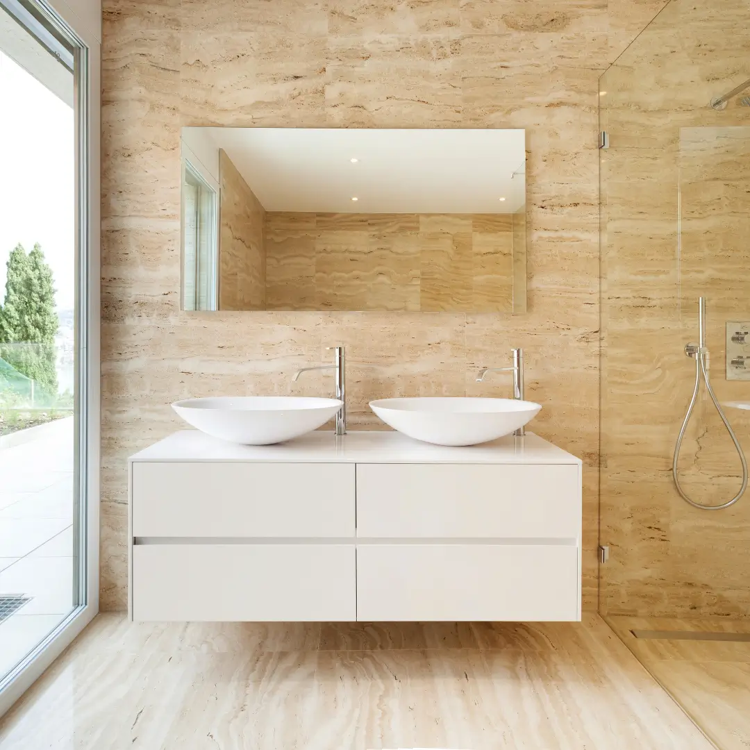 Modern bathroom with dual sinks